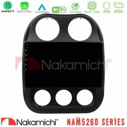 Nakamichi NAM5260 Series 4Core Android13 4+64GB Jeep Compass 2012-2016 (Manual A/C) Navigation Multimedia Tablet 10 Με Carplay &amp; Android Auto