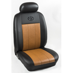 Πλήρες Σετ Καλύμματα Καθισμάτων Αυτοκινήτου από Ενισχυμένη Δερματίνη X' Χρώματος Ταμπά-Μαύρο Κέντημα