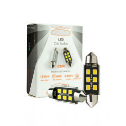 ΛΑΜΠΑ LED 6PCS SMD CANBUS WHITE COLOR (6000K) T10X36MM CARTECH